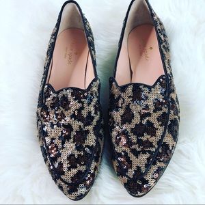Kate Spade Sequin Cheetah Loafers Sz 8 - Like new